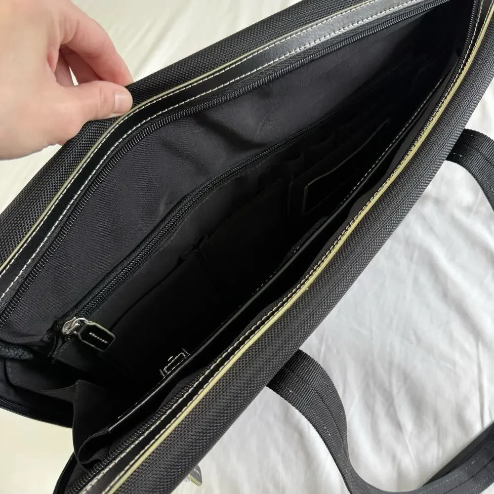 NWOT Jack Georges Italian Leather 3 Way Tote Bag Travel Carry On Black‎ Business